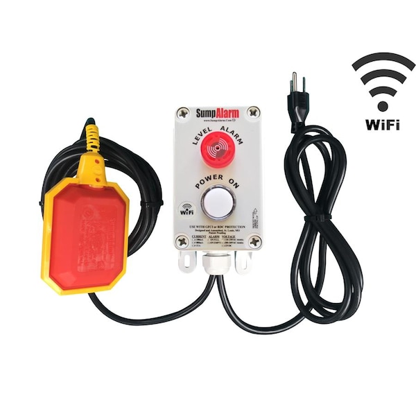 Sump Alarm Indoor/Outdoor, Sump Pump High/Low Water Alarm, Power Indicator LED, Wi-Fi Enabled, 120V, 100 Foot Float SA-120V-2L-100F-WiFi - main